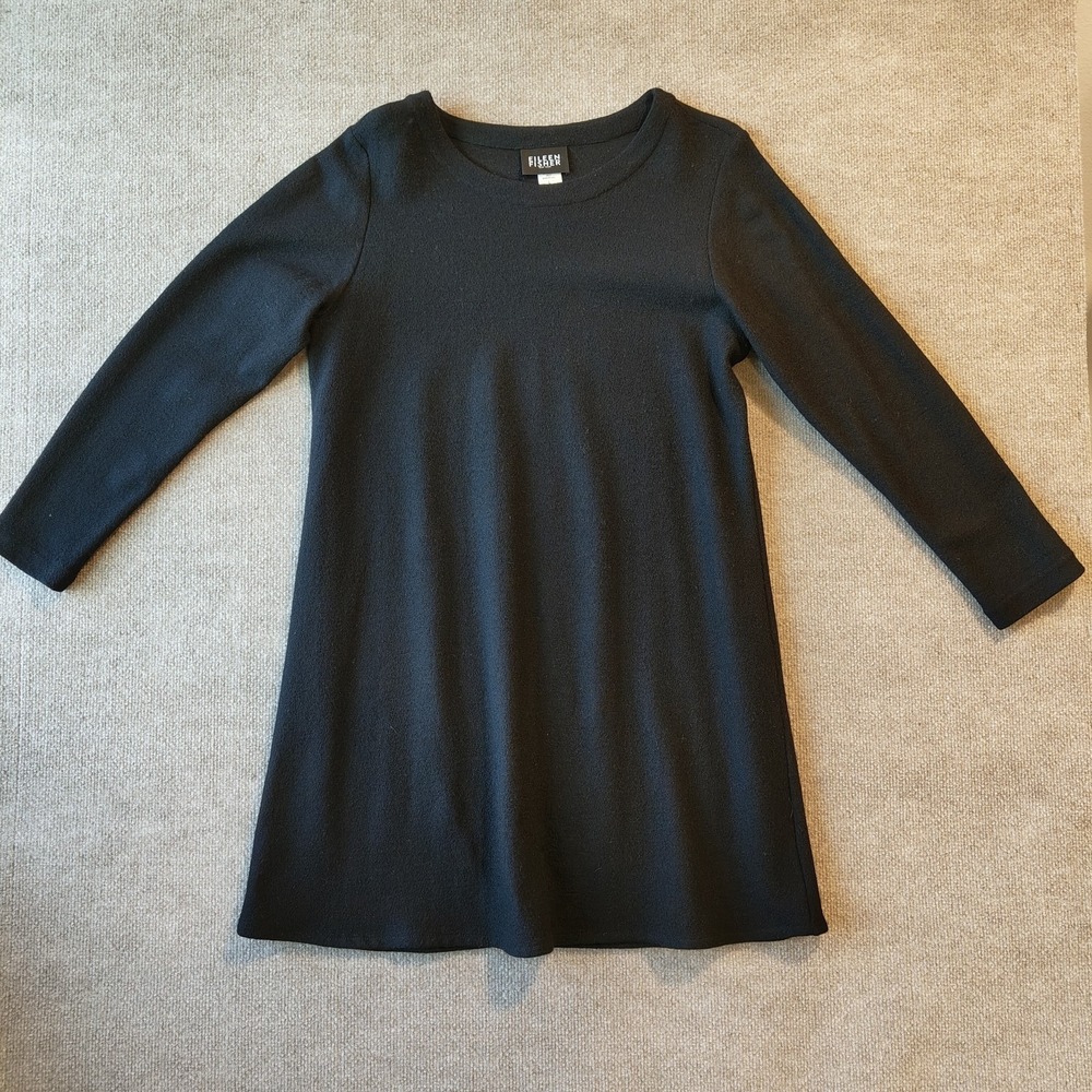 EILEEN FISHER Stretch Jersey Knit Wool Mock Neck‎ Top Made In USA Women's Large